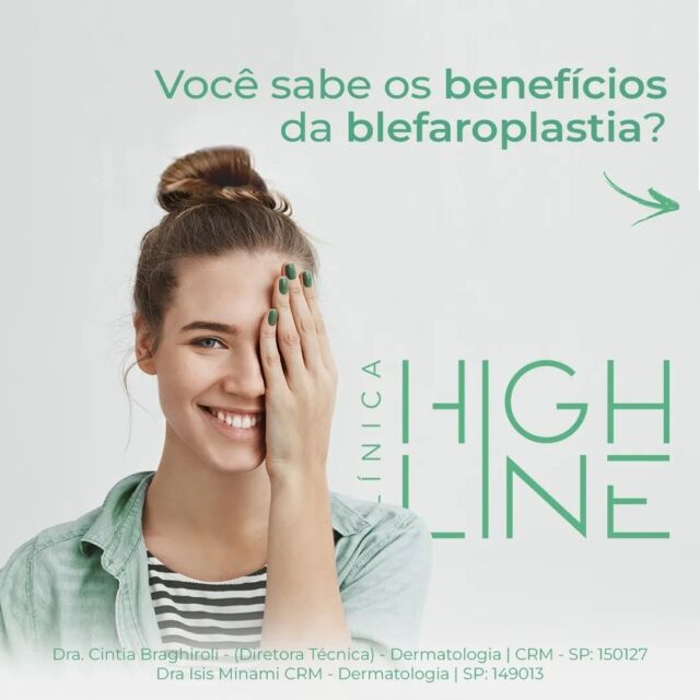 A blefaroplastia, ou cirurgia das pálpebras, é um procedimento estético que tem como objetivo melhorar a aparência das pálpebras superiores e inferiores. Entre as principais vantagens da blefaroplastia estão:

Redução das bolsas de gordura: a cirurgia permite remover as bolsas de gordura que se formam na região das pálpebras.

Eliminação de excesso de pele: com o envelhecimento, é comum que ocorra o acúmulo de pele na região das pálpebras, o que pode causar flacidez e um aspecto caído, muitas vezes causando até diminuição do campo de visão!

Aparência mais jovem: a cirurgia pode proporcionar um aspecto mais jovem e revitalizado para a região das pálpebras, melhorando a autoestima e a confiança.

Resultados duradouros: os resultados da blefaroplastia são duradouros, o que significa que os pacientes podem desfrutar dos benefícios do procedimento por muitos anos.

Você sabia de todas essas vantagens?
Sobrou alguma dúvida?! Comente aqui embaixo

🔹Clínica High Line
🔹Médica Dermatologista: Dra. Cintia Braghiroli - (Diretora Técnica)
🔹CRM - SP: 150127
🔹Médica Dermatologista: Dra. Isis Minami
🔹CRM - SP: 149013
📍Clínica High Line
Av. Macuco, 726, conj 2301, Moema, São Paulo-SP
☎ Tel: (11) 5055-9165
📲 Whatsapp para agendamentos 94170-5568

#saude

#medicina

#dermatologia

#dermatologiaclinica

#dermatologiaestética

#dermatologiacirurgia

#highlineclinica

#cirurgiavascular

#cirurgiaplastica

#cirurgiaestética

#cirurgiareparadora

#médicadoesperte

#cardiologia